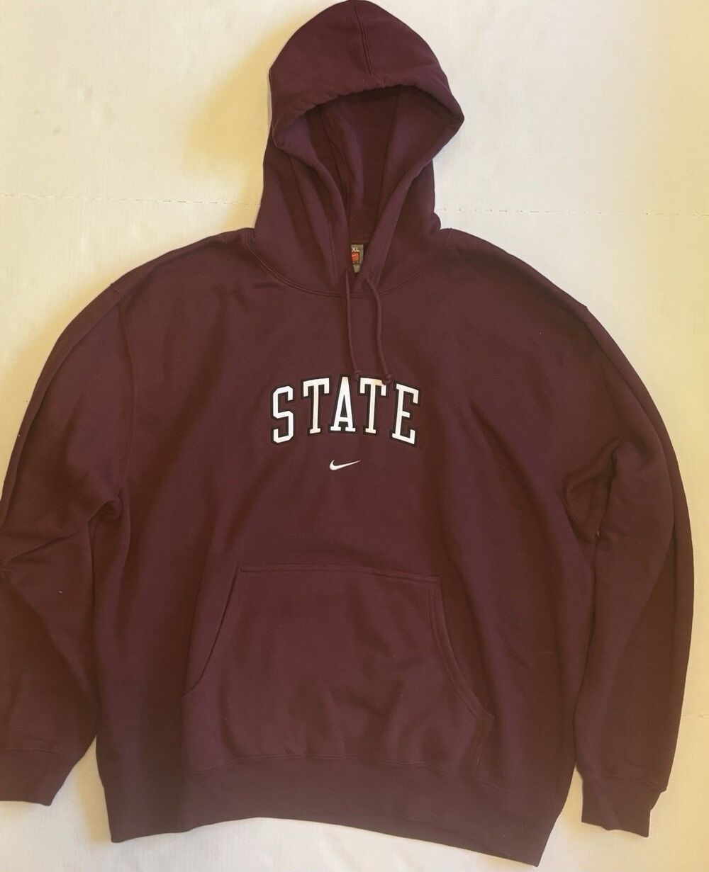 Nike Team Mississippi State Burgundy Men's XL Pullover Hoodie Logo Hooded Pocket